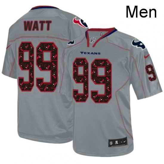Men Nike Houston Texans 99 JJ Watt Elite New Lights Out Grey NFL Jersey
